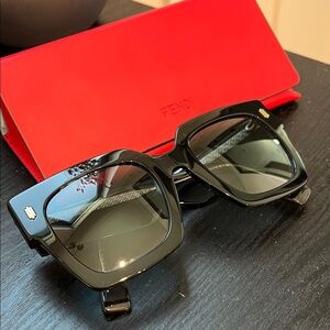 Fendi Black 52mm Rectangle Sunglasses